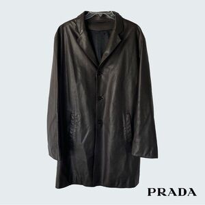 Vintage Prada Dark Brown Leather Coat (no size, fits S-L)